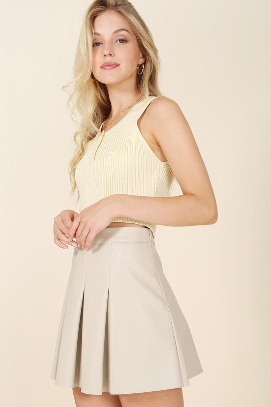 Rachel Vegan leather pleated mini skirt
